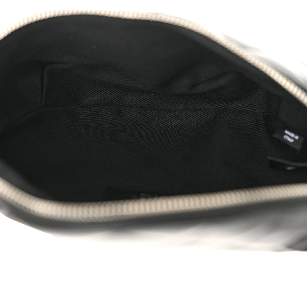 Calfskin Quilted Uniform Waist Belt Bag Black