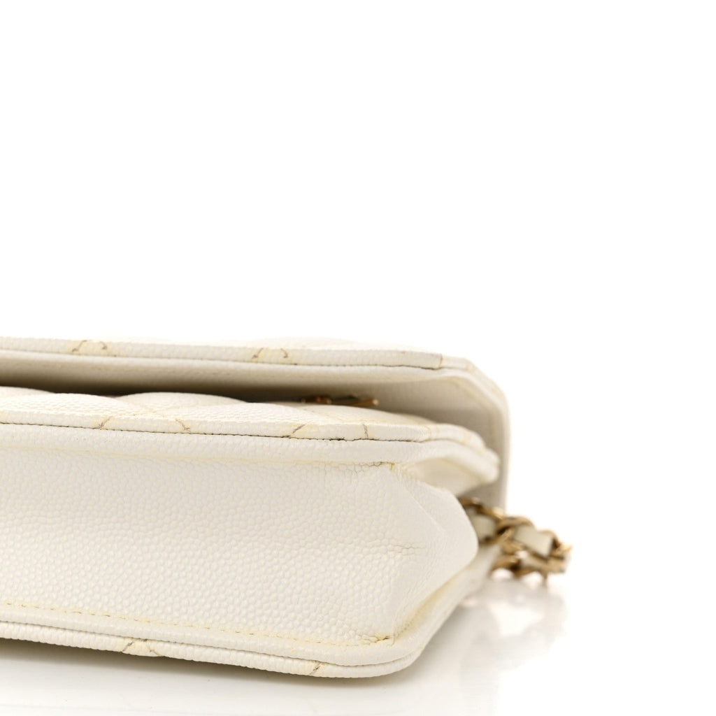 Caviar Quilted Wallet On Chain WOC White