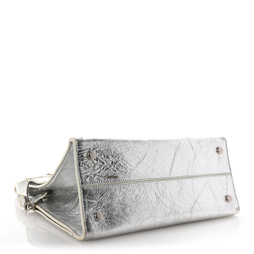 Metallic Calfskin Medium Diorever Flap Silver