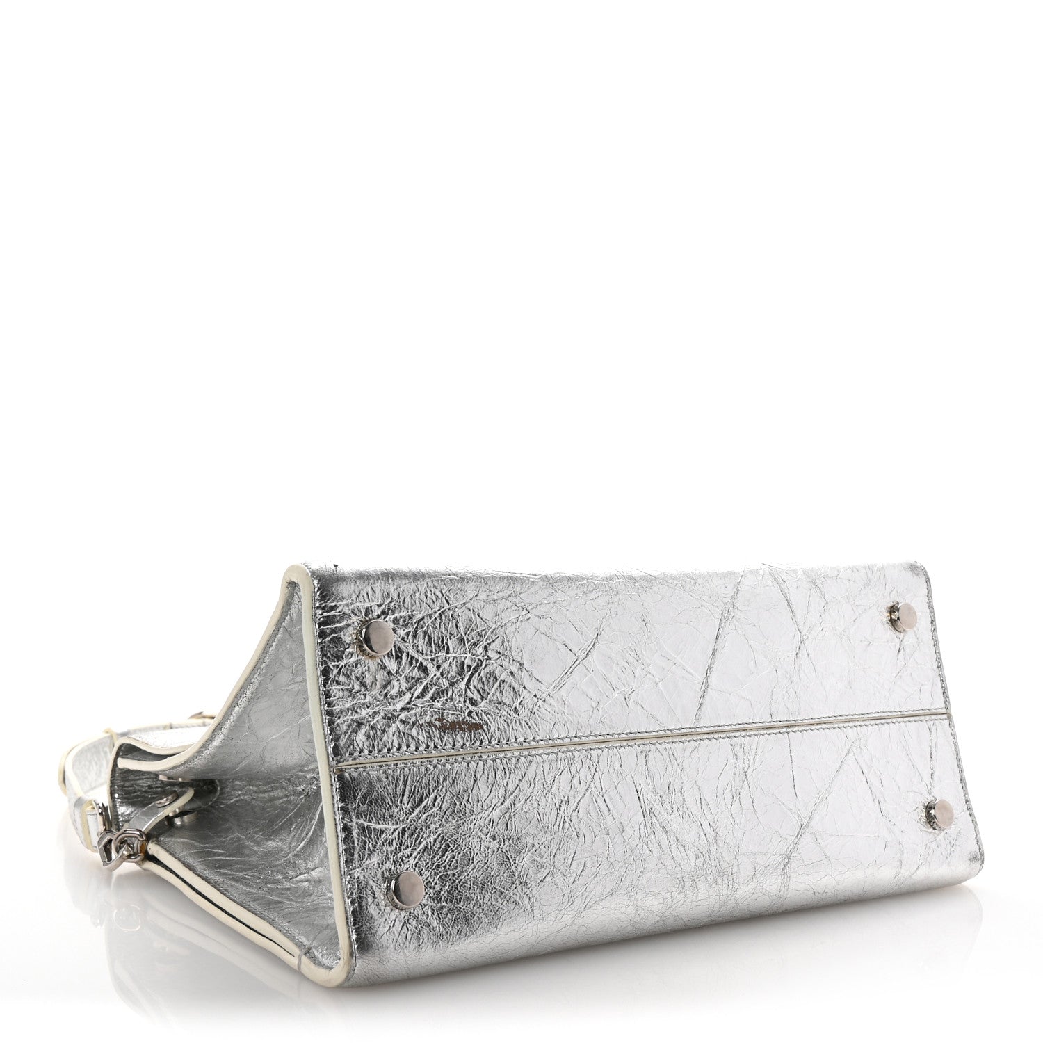 Metallic Calfskin Medium Diorever Flap Silver