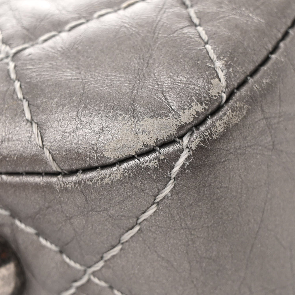 Metallic Aged Calfskin Reissue 2.55 Tote Silver