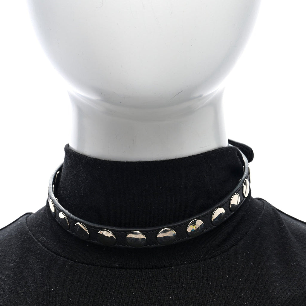 Calfskin Metal Studded Choker Black