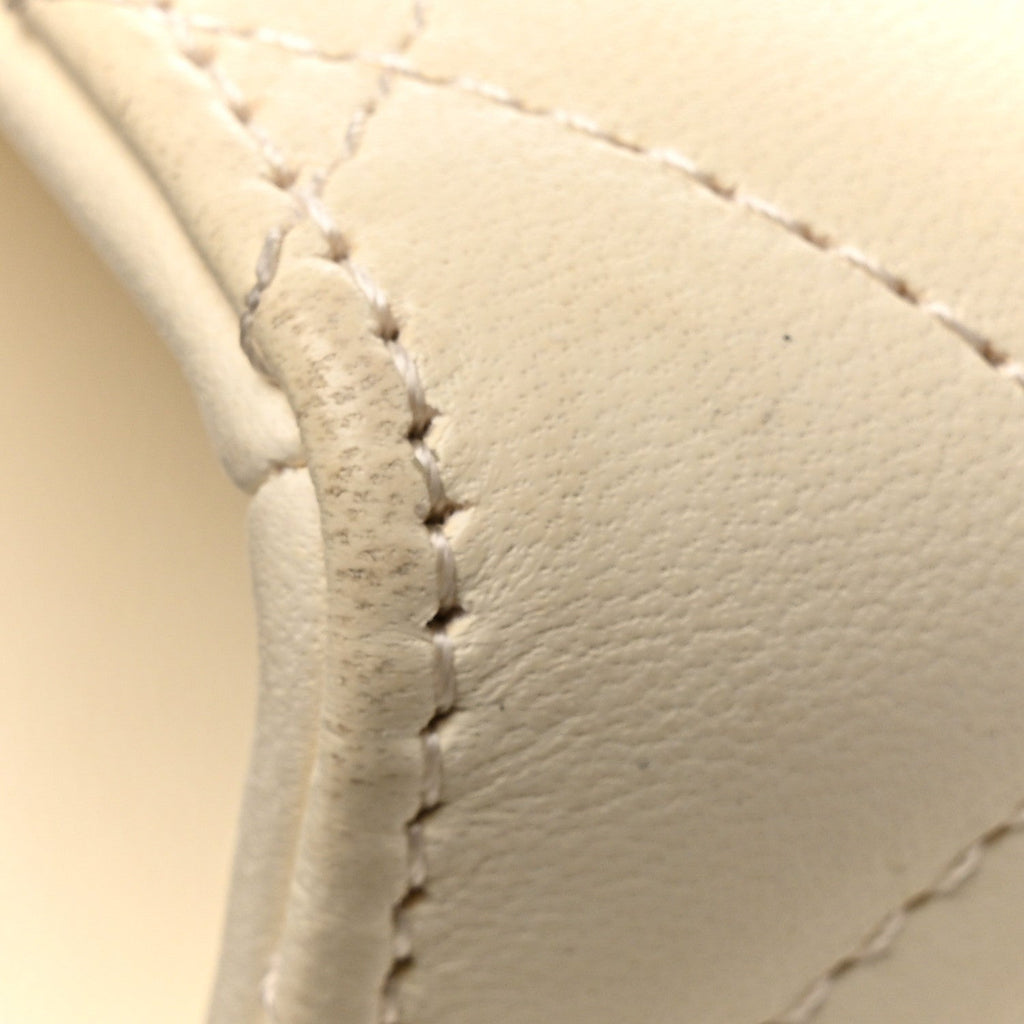 Lambskin Quilted Evening By The Sea Clutch  White