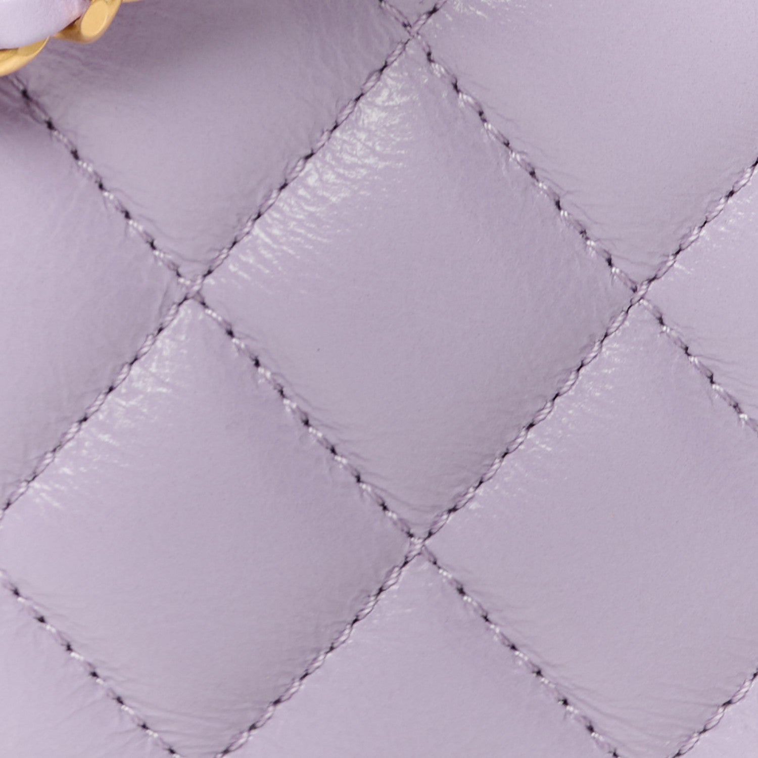 Shiny Aged Calfskin Quilted Nano Kelly Shopper Lilac