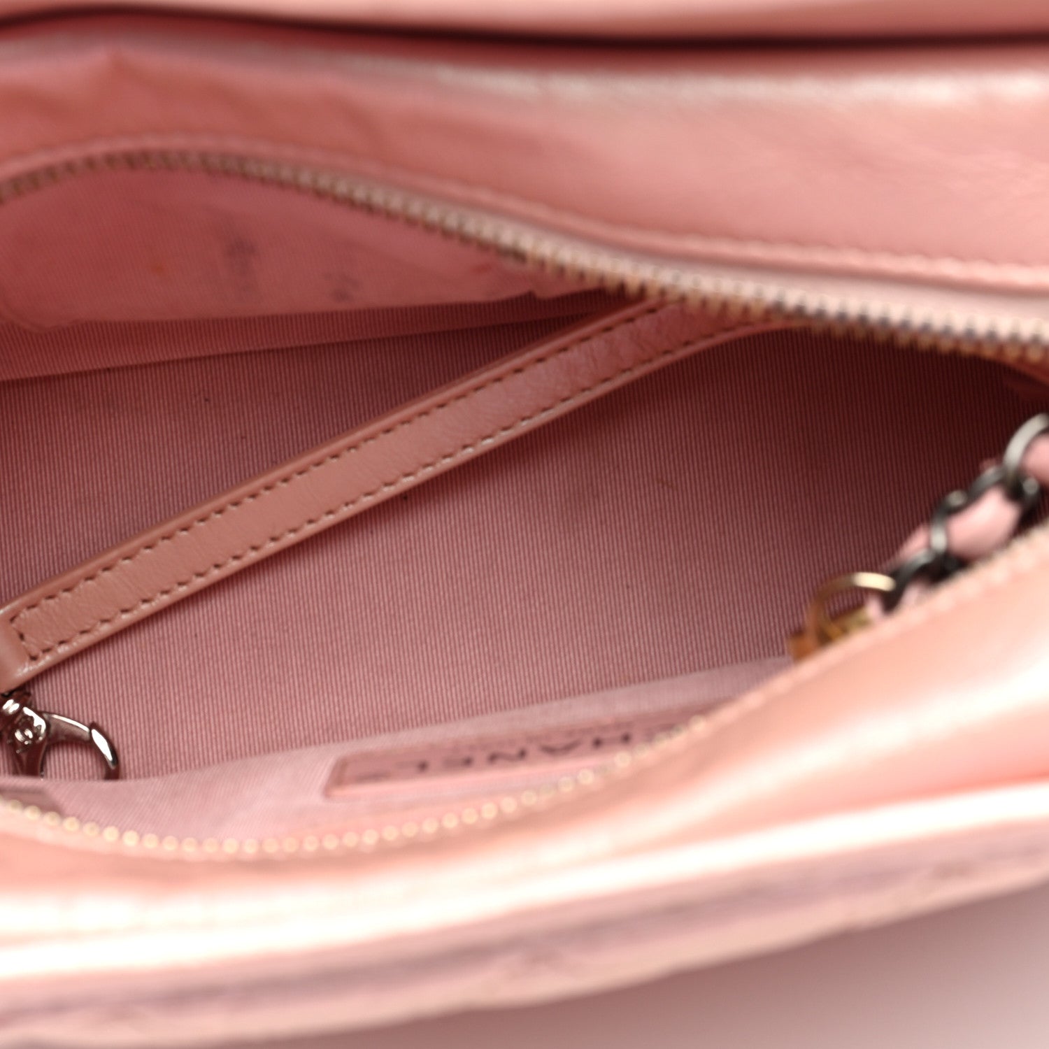 Iridescent Aged Calfskin Quilted Small Gabrielle Hobo Rose