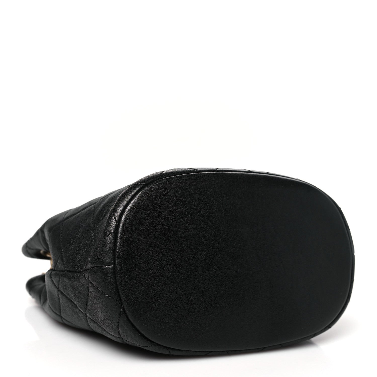 Lambskin Quilted Chaine Lettre Small Bucket Bag Black