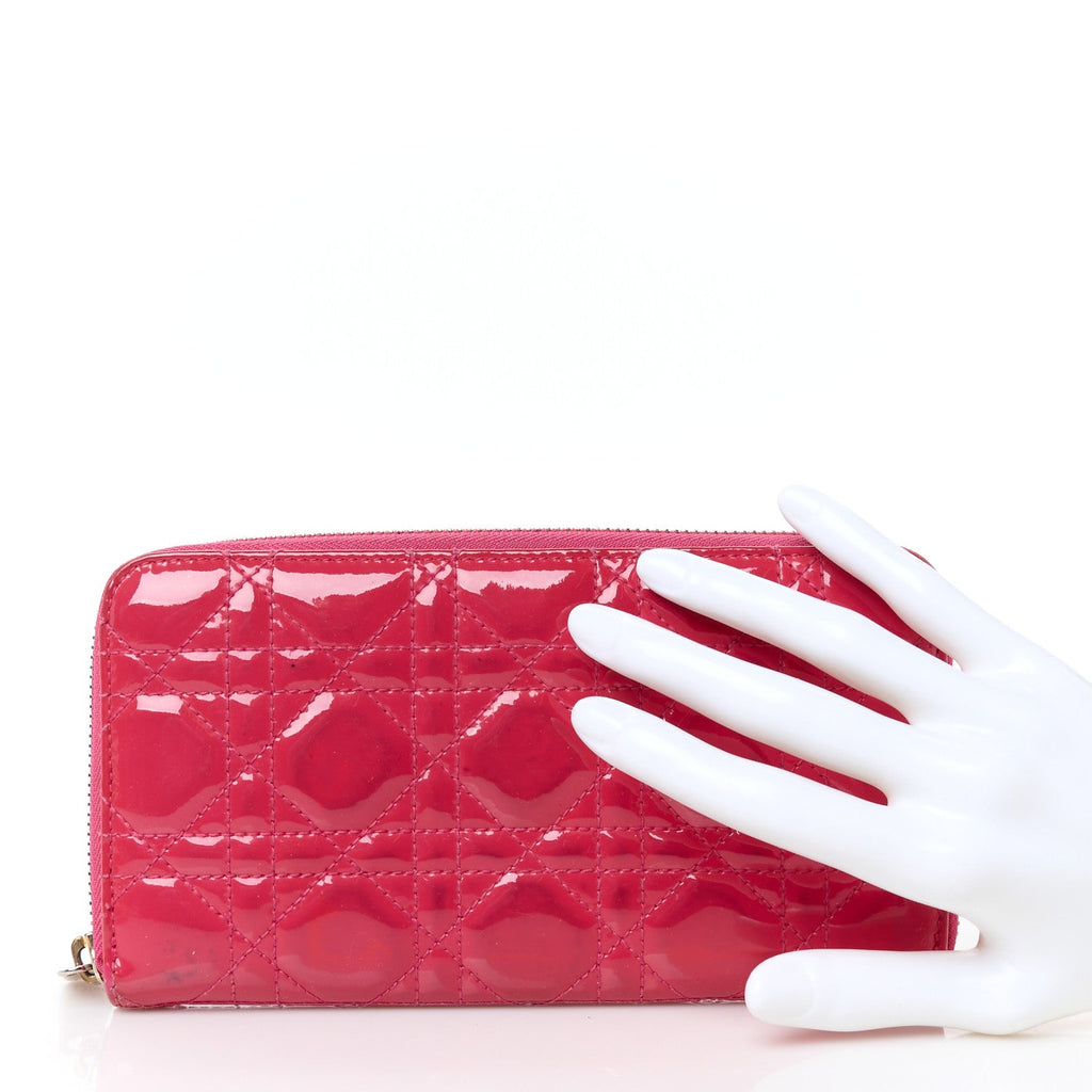 Patent Cannage Lady Dior Continental Wallet Pink