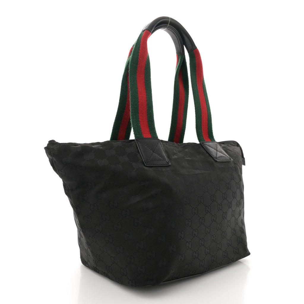 GG Monogram Medium Web Handle Bucket Tote Black