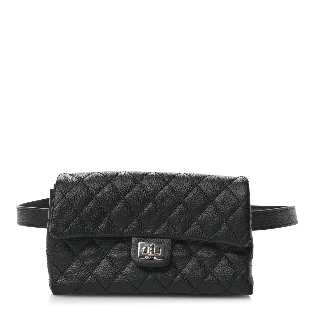 Grained Calfskin Quilted 2.55 Reissue Flap Belt Bag Clutch  Black