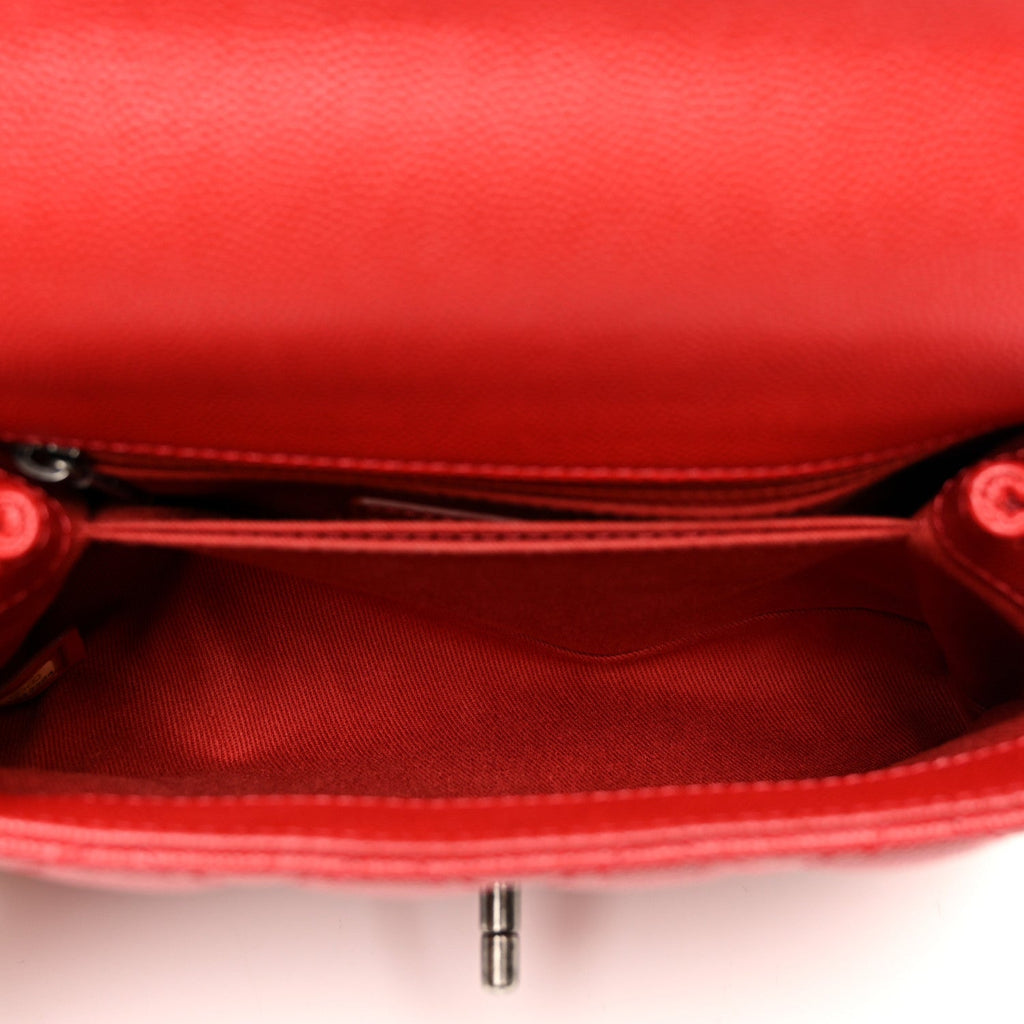Caviar Quilted Mini Coco Handle Flap Red