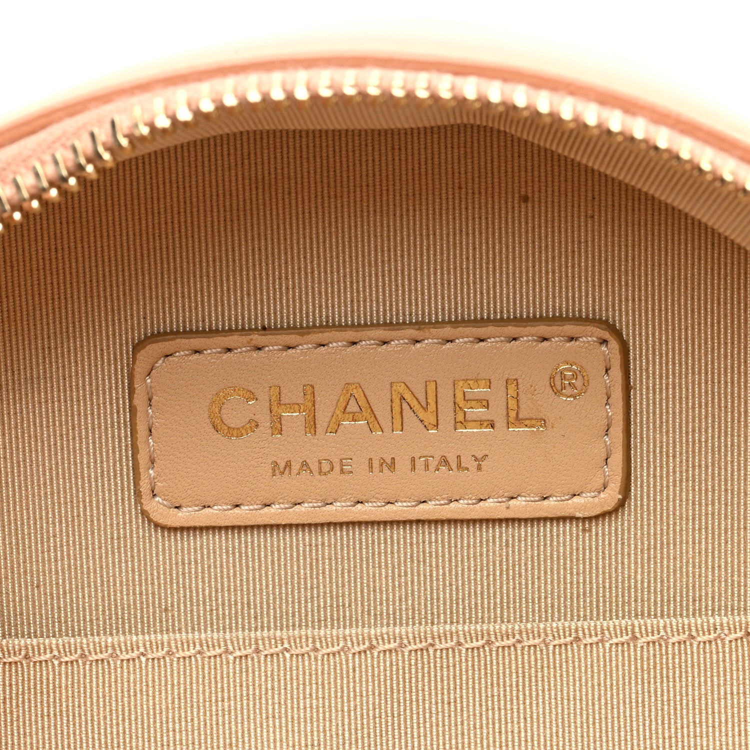 Glazed Calfskin Round As Earth Evening Bag Beige