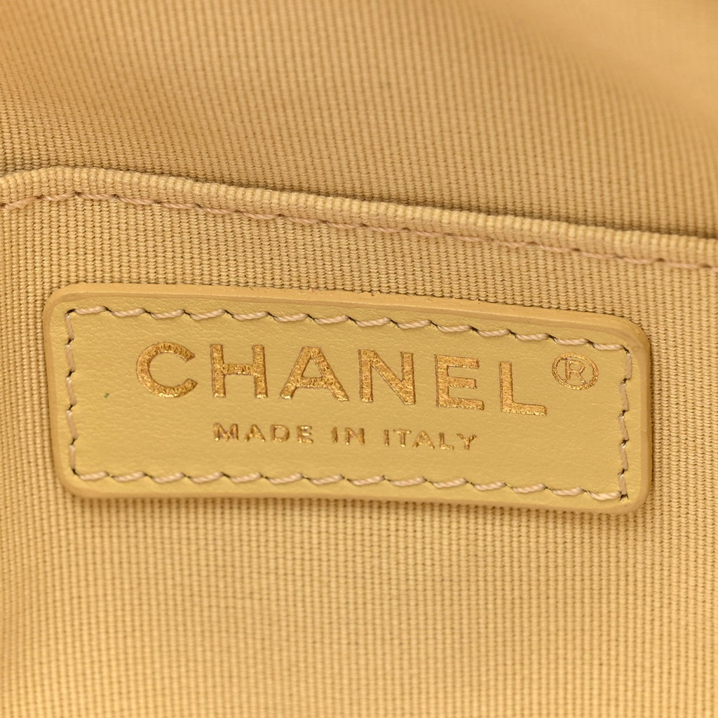 Shiny Caviar Quilted Chain Melody Camera Bag Yellow