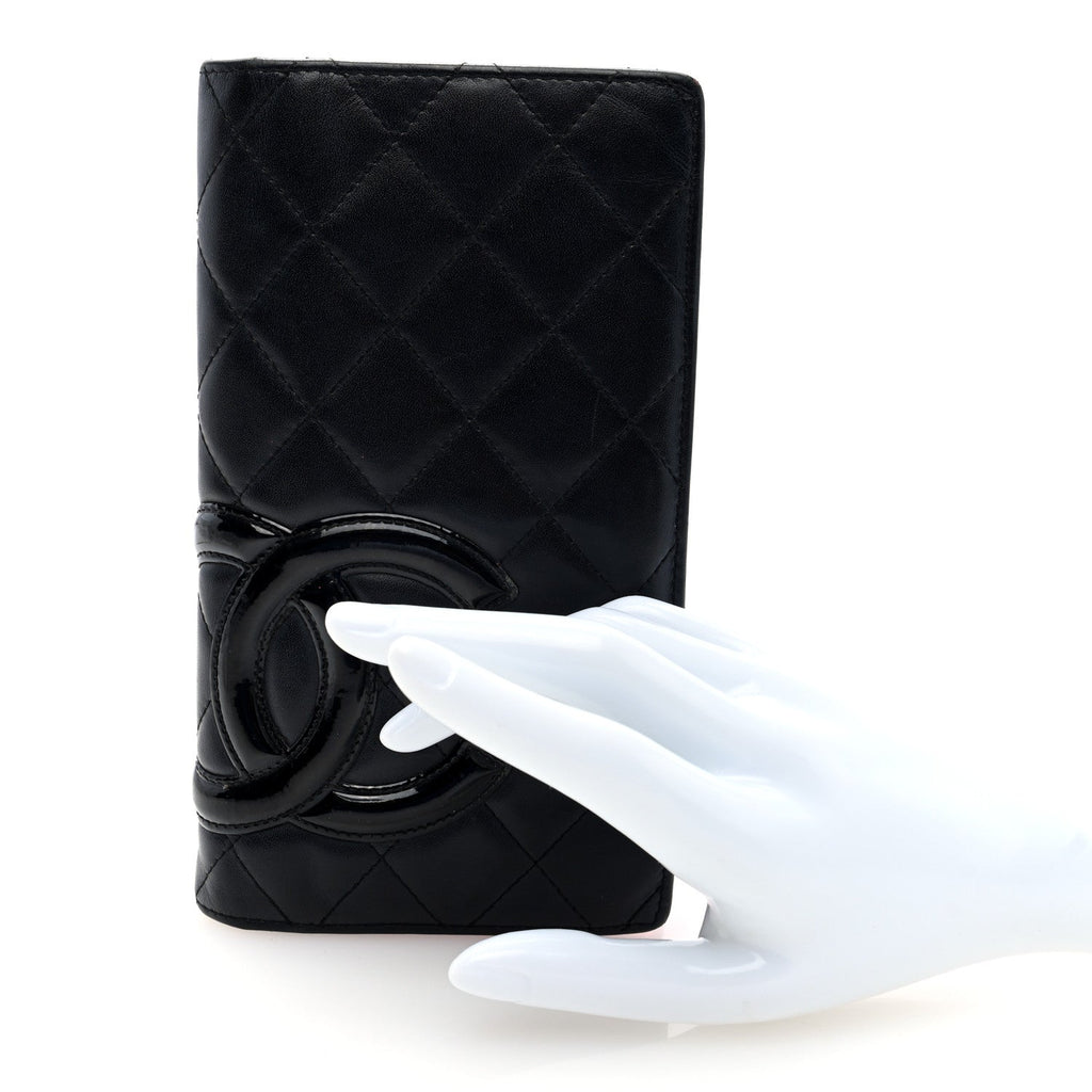 Calfskin Quilted Cambon Yen Wallet Black
