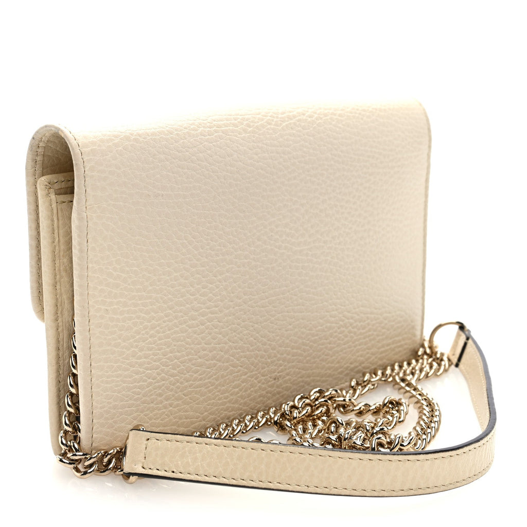 Dollar Calfskin Interlocking G Chain Wallet Ivoire
