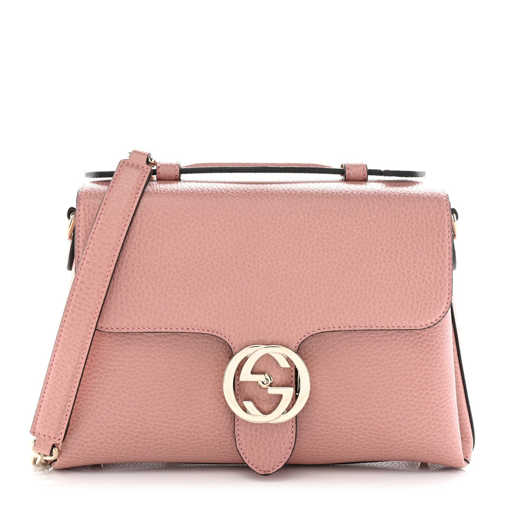 Dollar Calfskin Interlocking G Top Handle Shoulder Bag Soft Pink