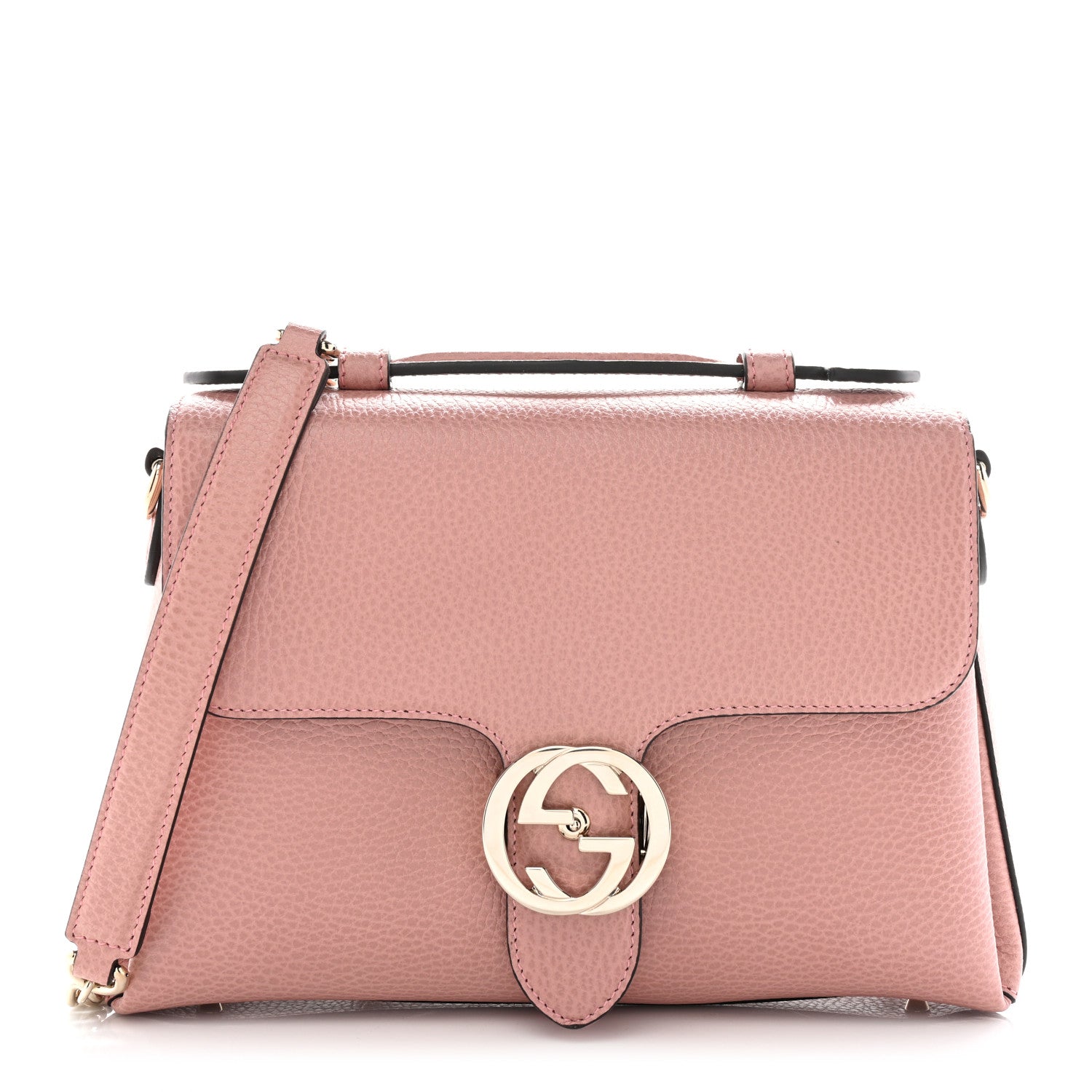 Dollar Calfskin Interlocking G Top Handle Shoulder Bag Soft Pink