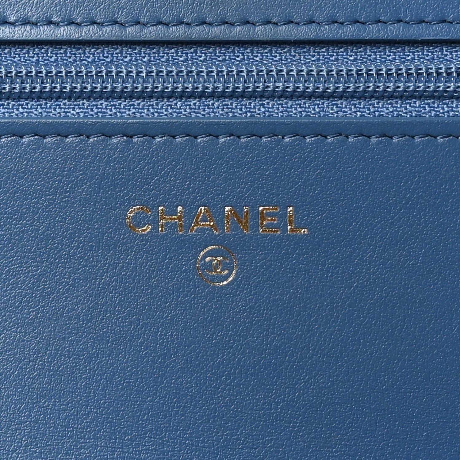 Denim Quilted Chanel 19 Wallet On Chain WOC Blue