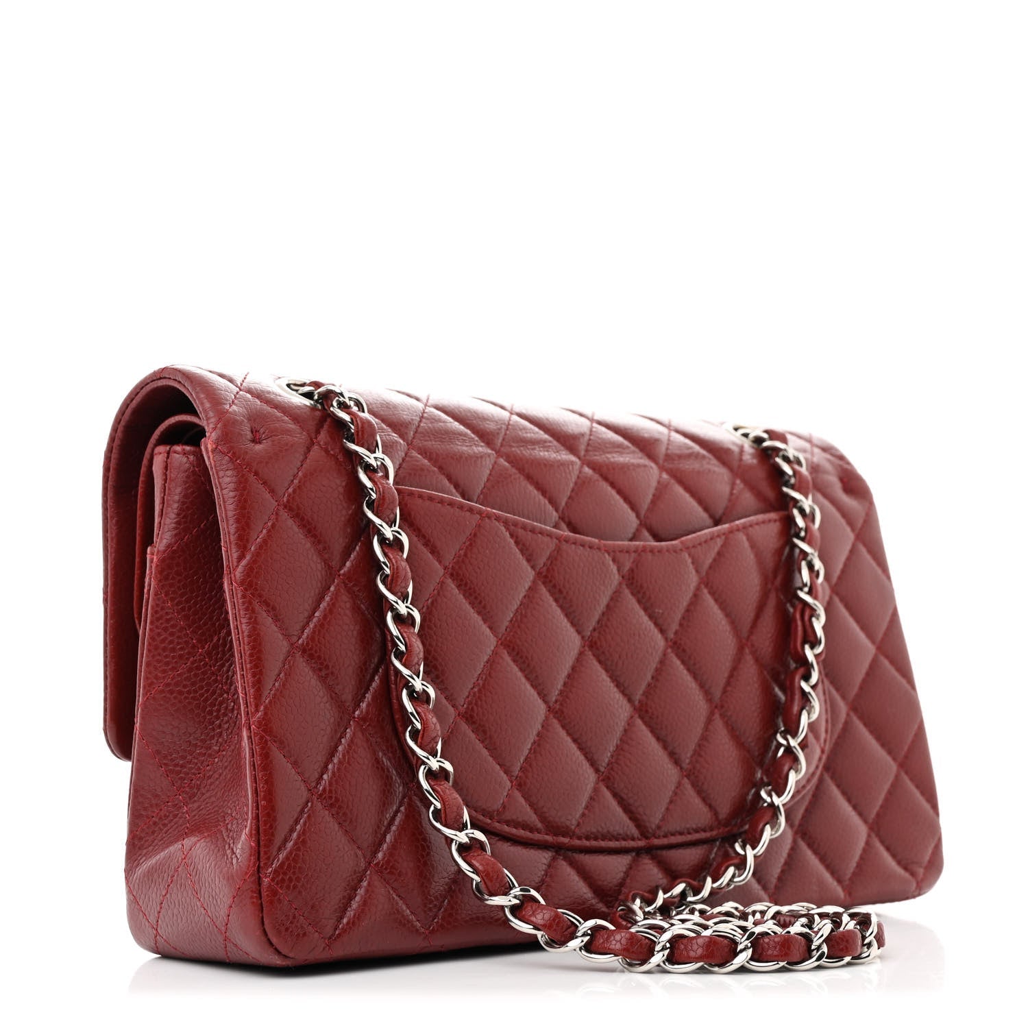 Caviar Quilted Medium Double Flap Burgundy