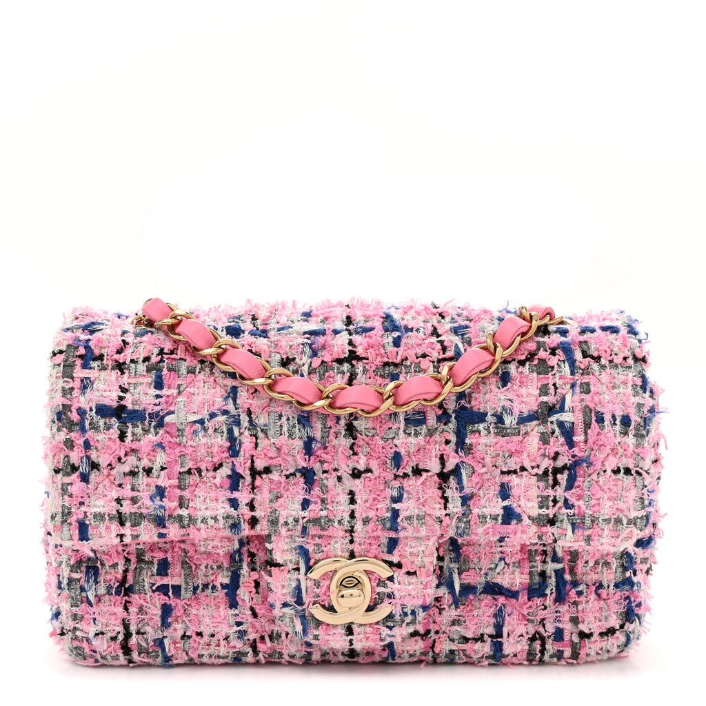 Tweed Quilted Mini Rectangular Flap Pink Multicolor