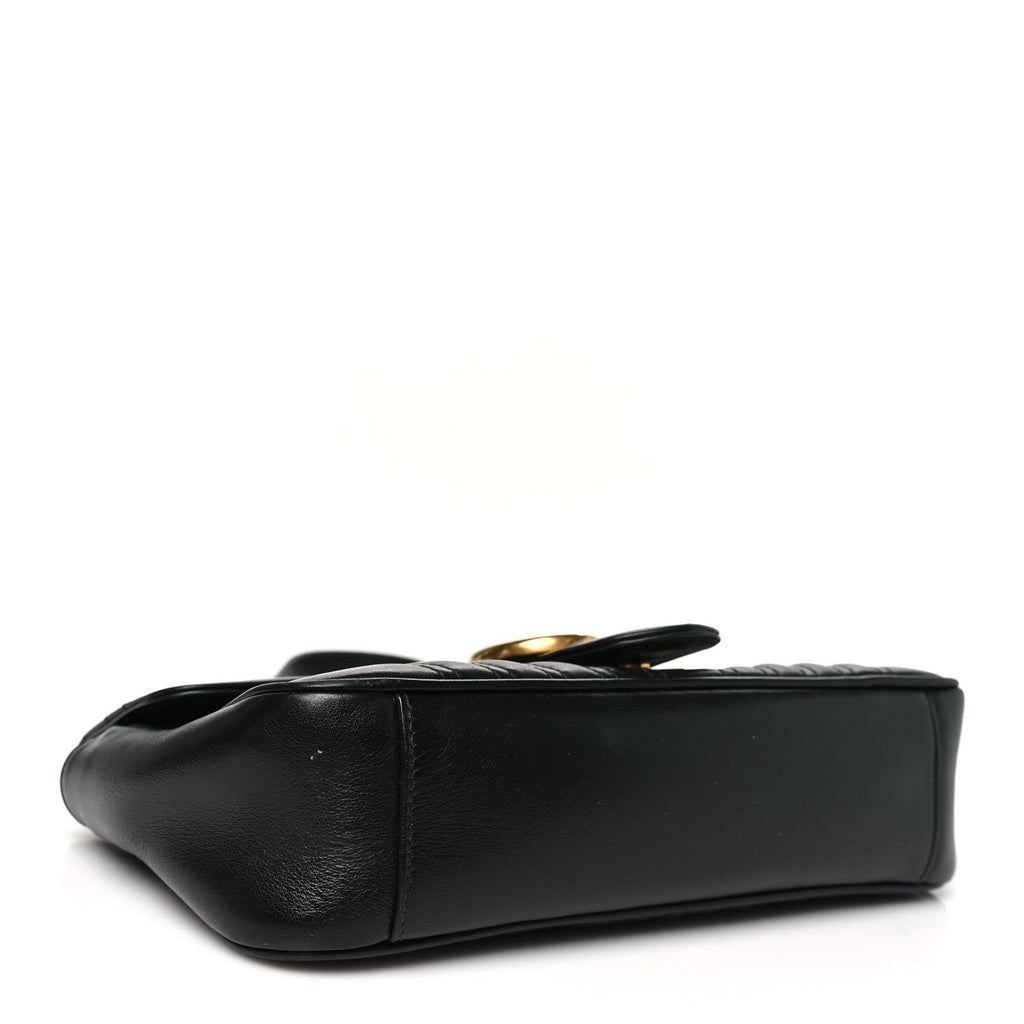 Calfskin Matelasse Small GG Marmont Shoulder Bag Black