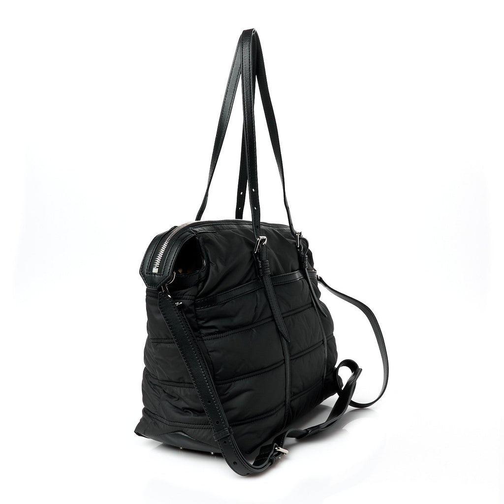 Nylon House Check Quilted Abbey Diaper Bag Black