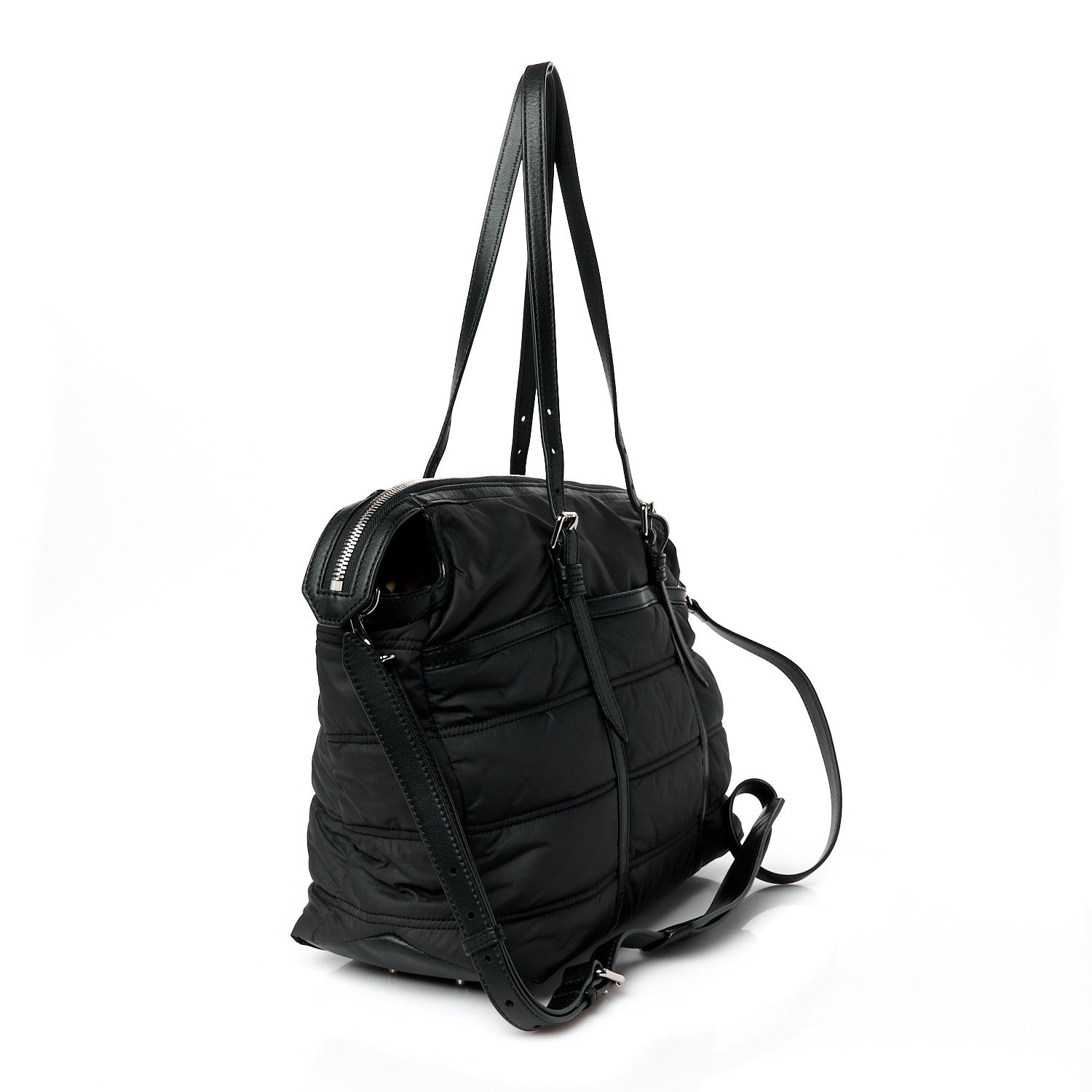 Nylon House Check Quilted Abbey Diaper Bag Black