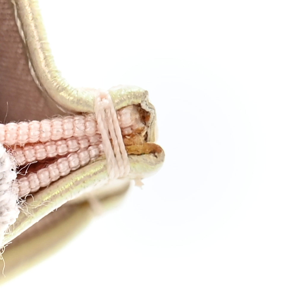 Iridescent Lambskin Quilted Wallet On Chain WOC Ivory