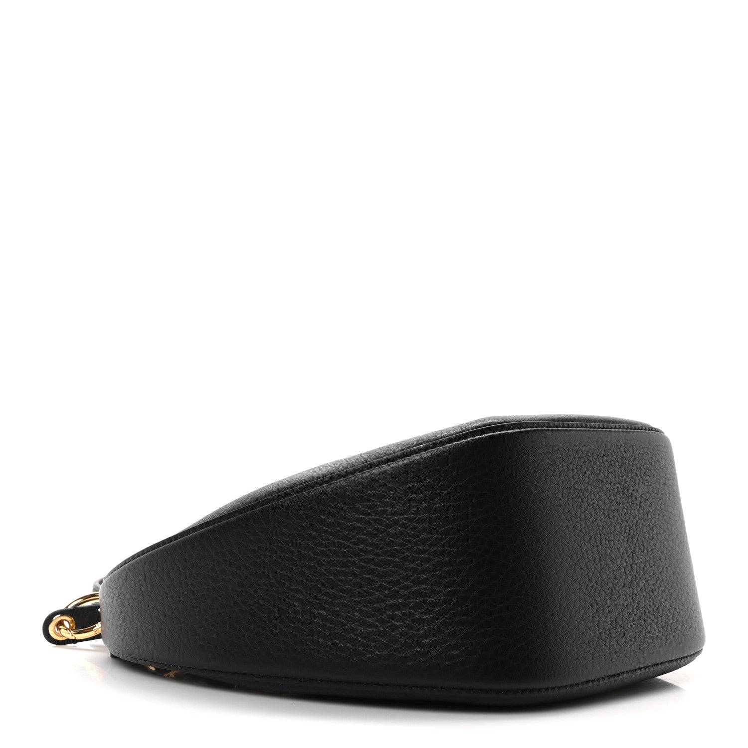 Grainy Calfskin Small Vlogo Moon Hobo Bag Black