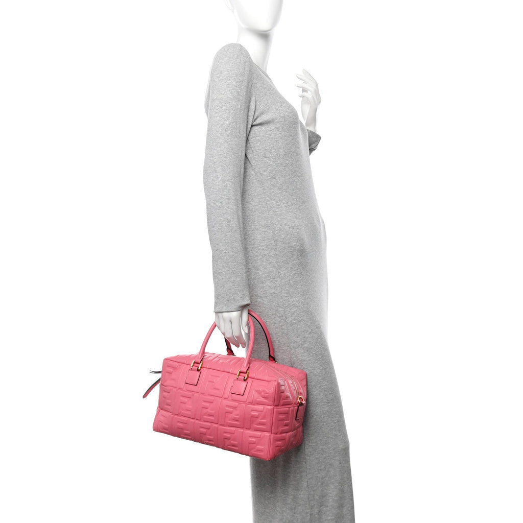 Nappa FF 1974 Embossed Small Boston Rosa Fluo