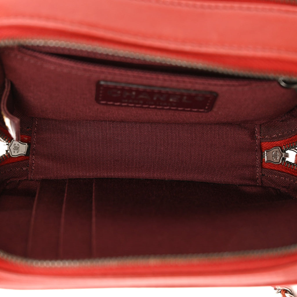 Lambskin Quilted Mini Coco Boy Camera Case Red