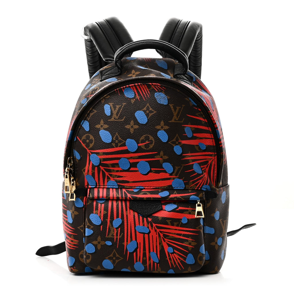 Monogram Jungle Dots Palm Springs Backpack PM Coquelicot Denim