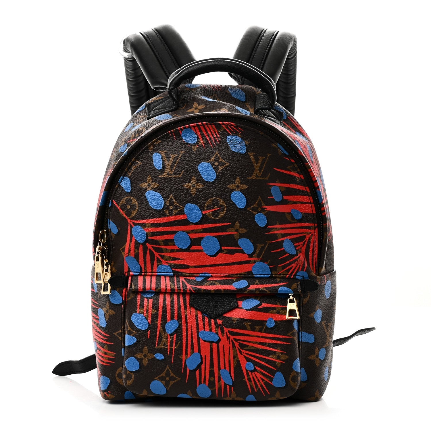 Monogram Jungle Dots Palm Springs Backpack PM Coquelicot Denim