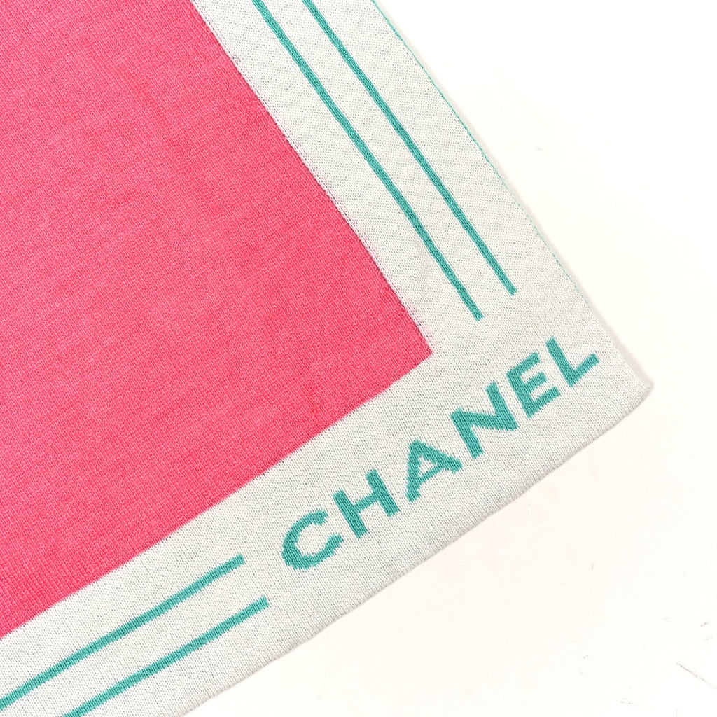 Cashmere Silk Cotton Knit CC Scarf Pink Green White
