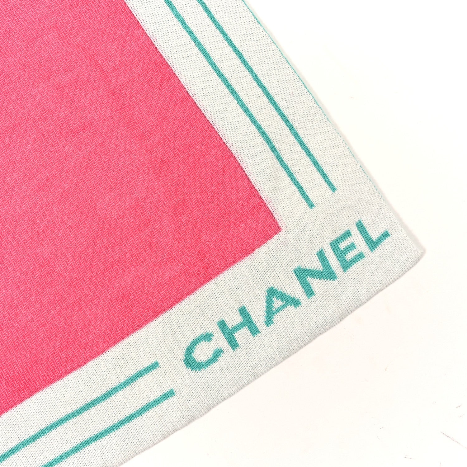 Cashmere Silk Cotton Knit CC Scarf Pink Green White