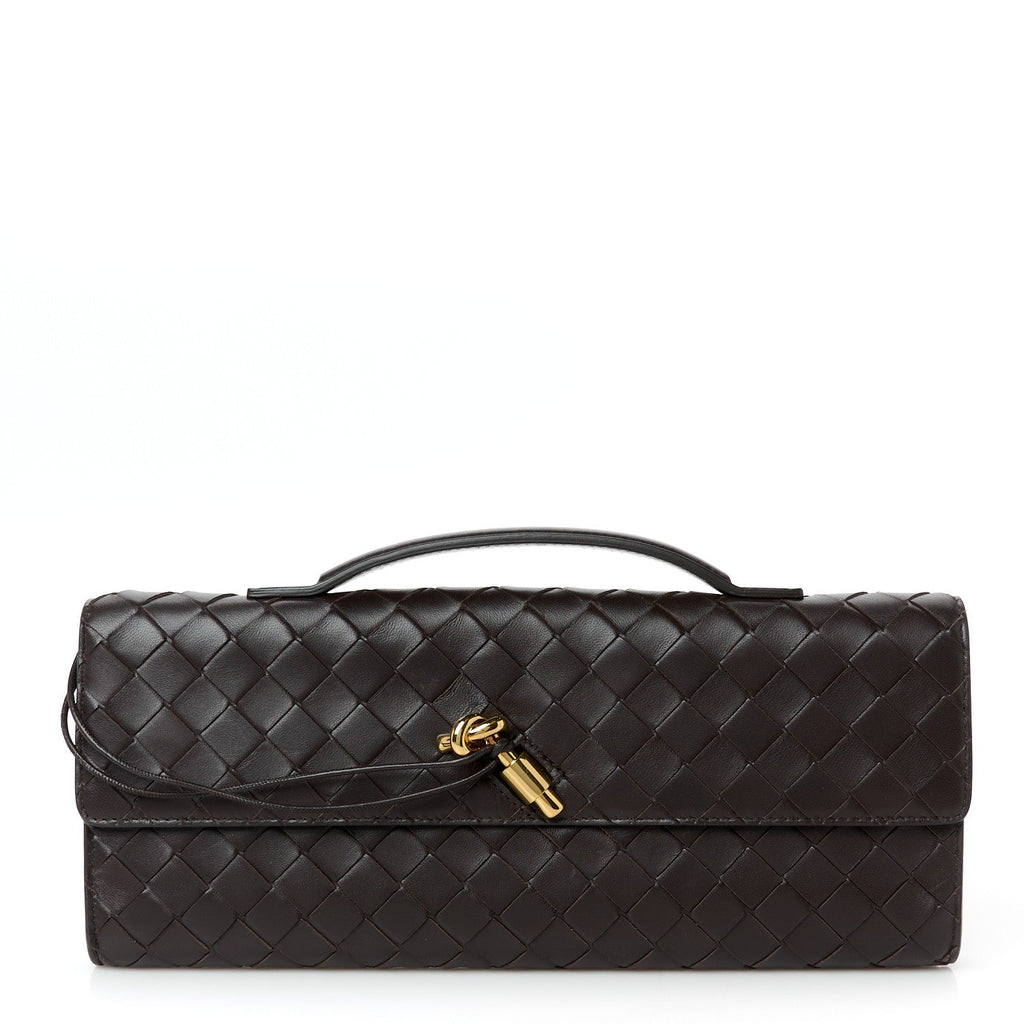 Nappa Intrecciato Long Andiamo Top Handle Clutch Fondant
