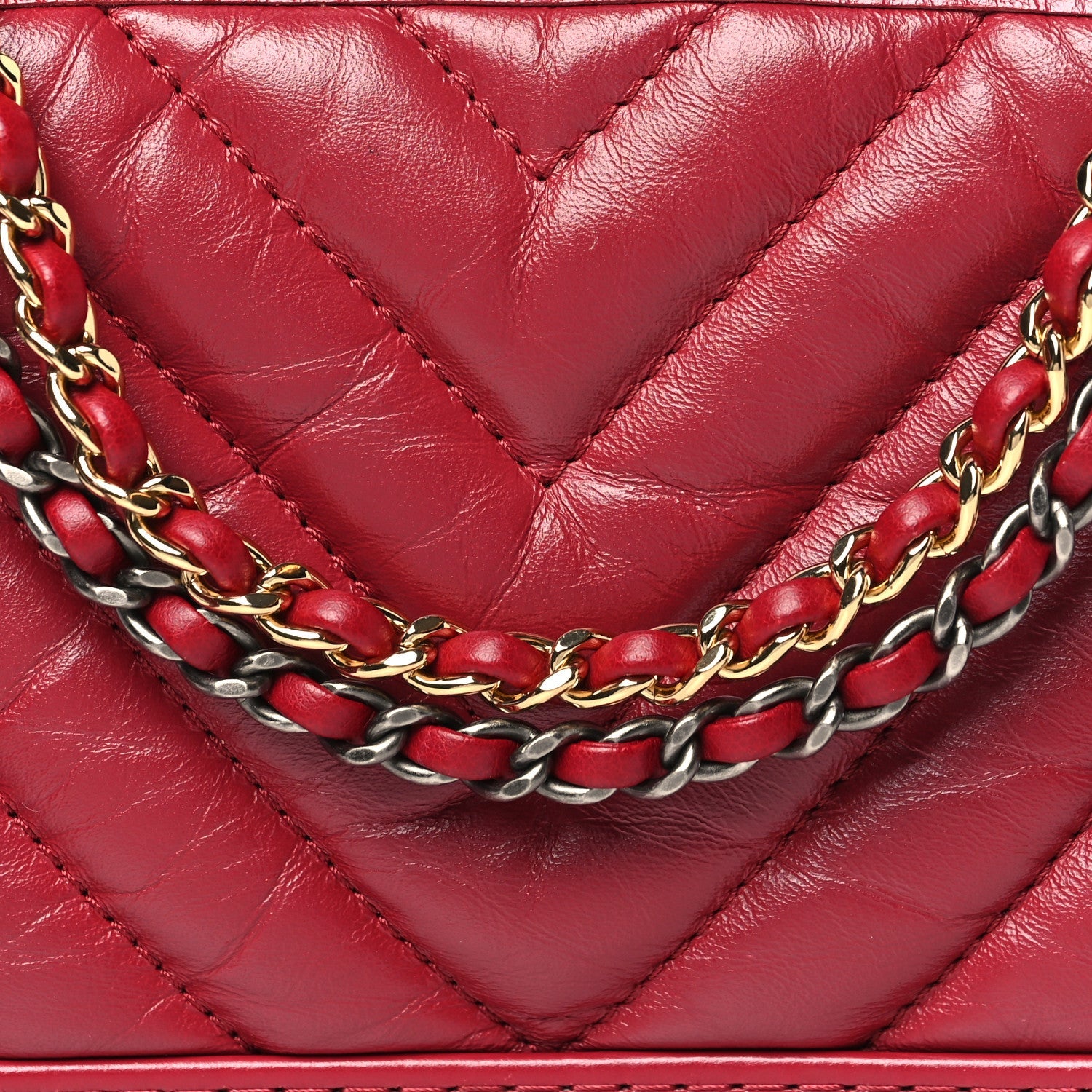 Aged Calfskin Chevron Quilted Small Gabrielle Hobo Dark Pink