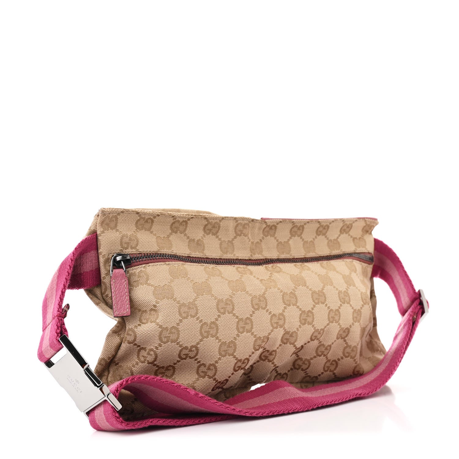 GG Monogram Web Double Pocket Belt Bag Pink
