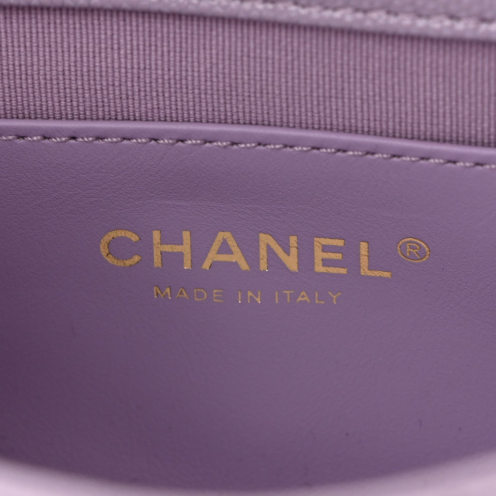 Caviar Quilted Funky Match Mini Flap Light Purple
