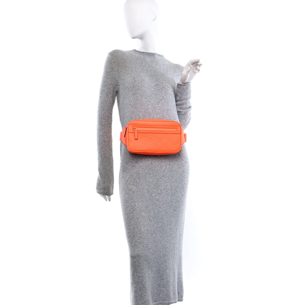 Rubber Effect Monogram GG Belt Bag New Orange Fluo