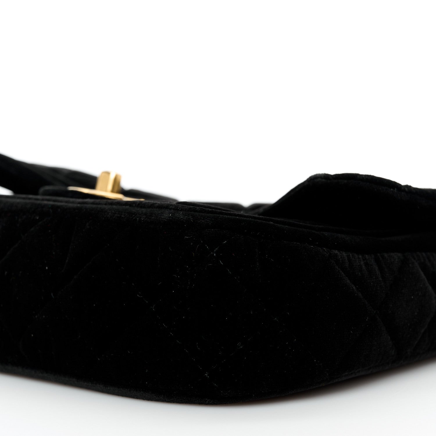 Velvet Quilted Double Frame Flap Black