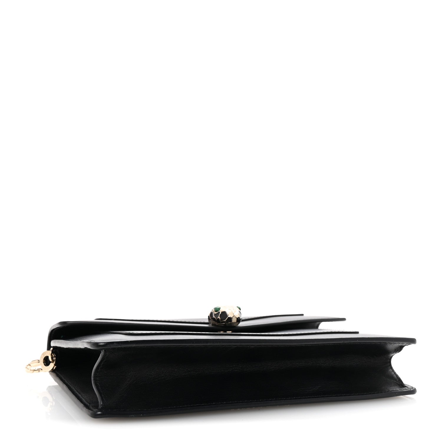 Calfskin Serpenti Forever Chain Wallet Black