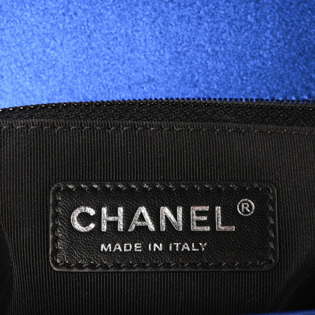 Metallic Patent Quilted New Medium Boy Flap Blue