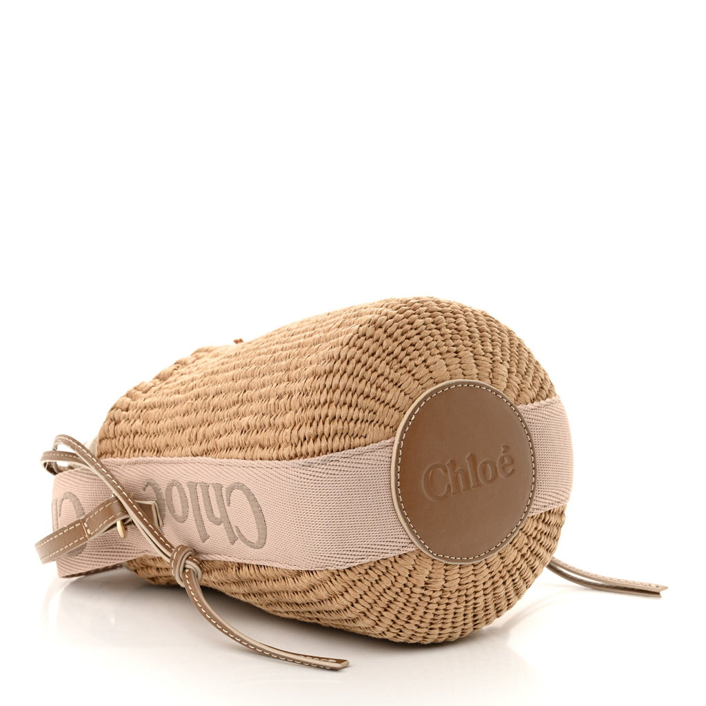 Natural Woven Fiber Small Woody Basket Blushy Beige