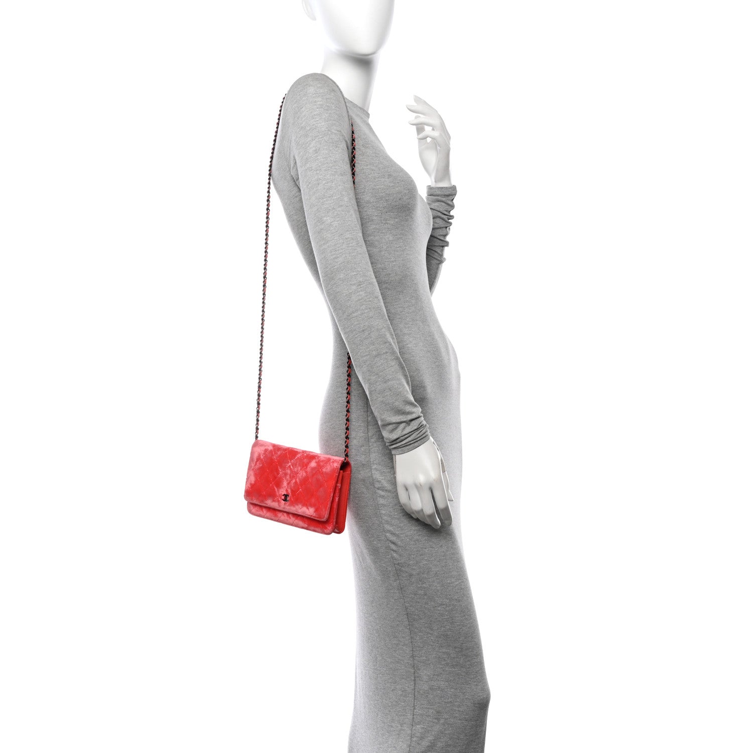 Velvet Quilted Wallet On Chain WOC Coral