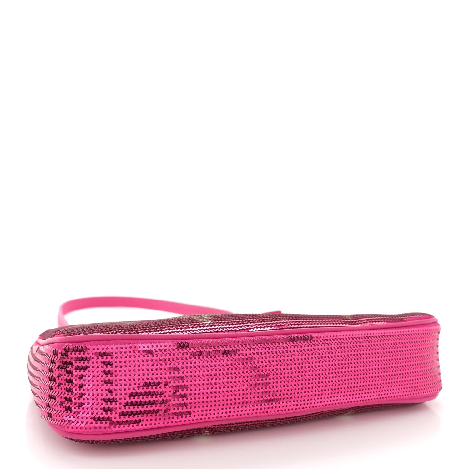 Satin Sequin Monogram Giant Pochette Accessories Fuchsia
