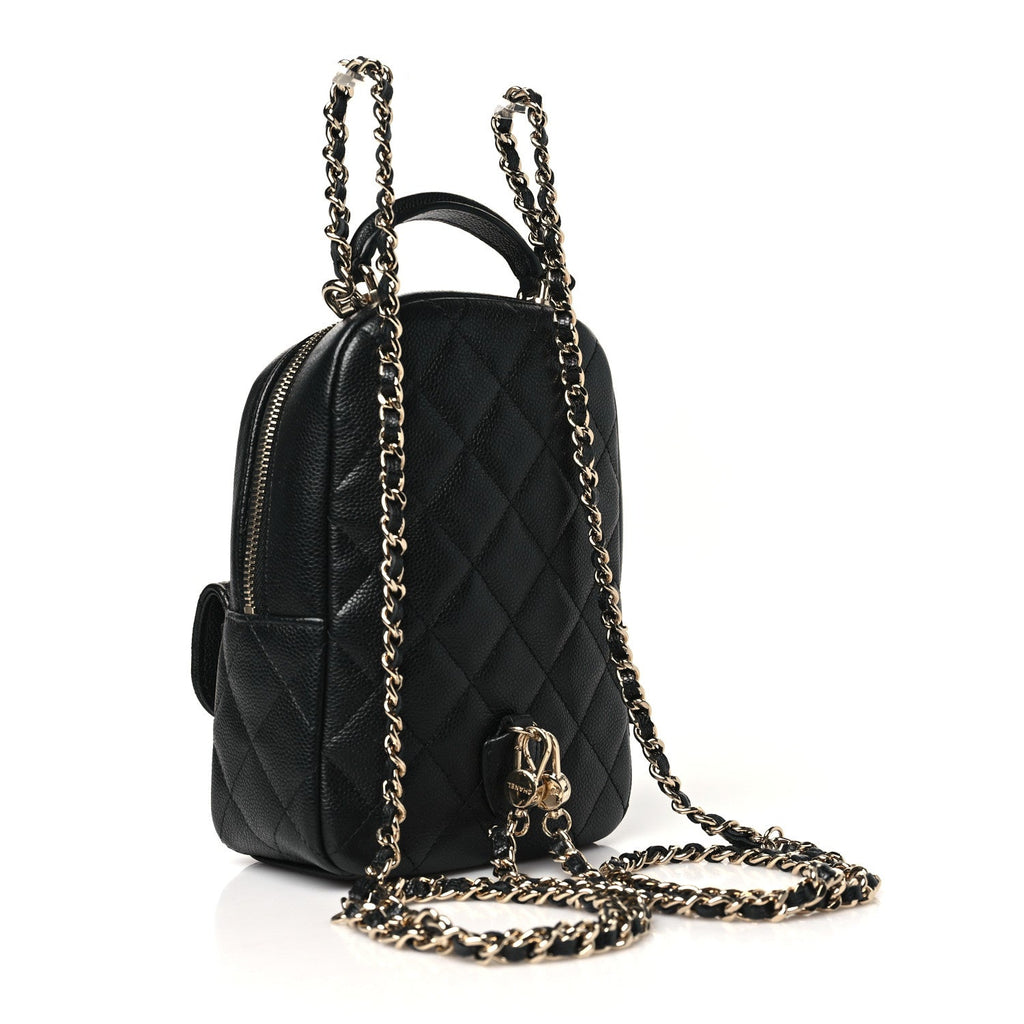 Caviar Quilted CC Mini Classic Backpack Black