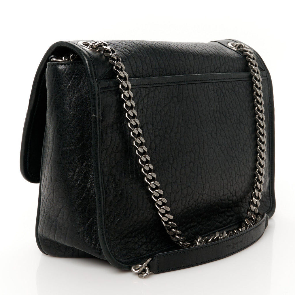 Grained Lambskin Monogram Medium Niki Chain Satchel Black