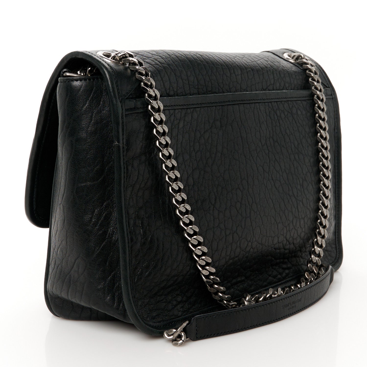 Grained Lambskin Monogram Medium Niki Chain Satchel Black