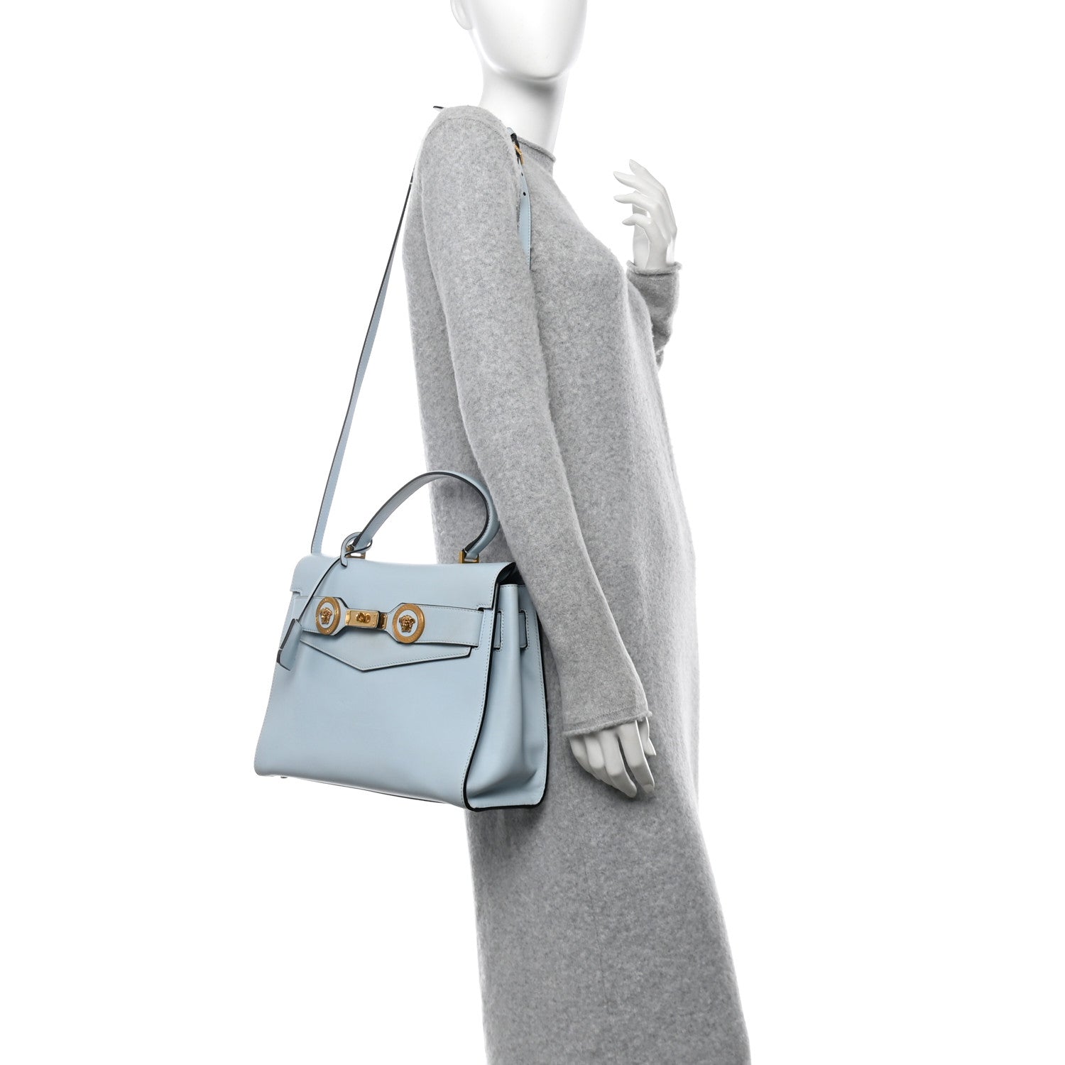 Calfskin Icon Handbag Light Blue