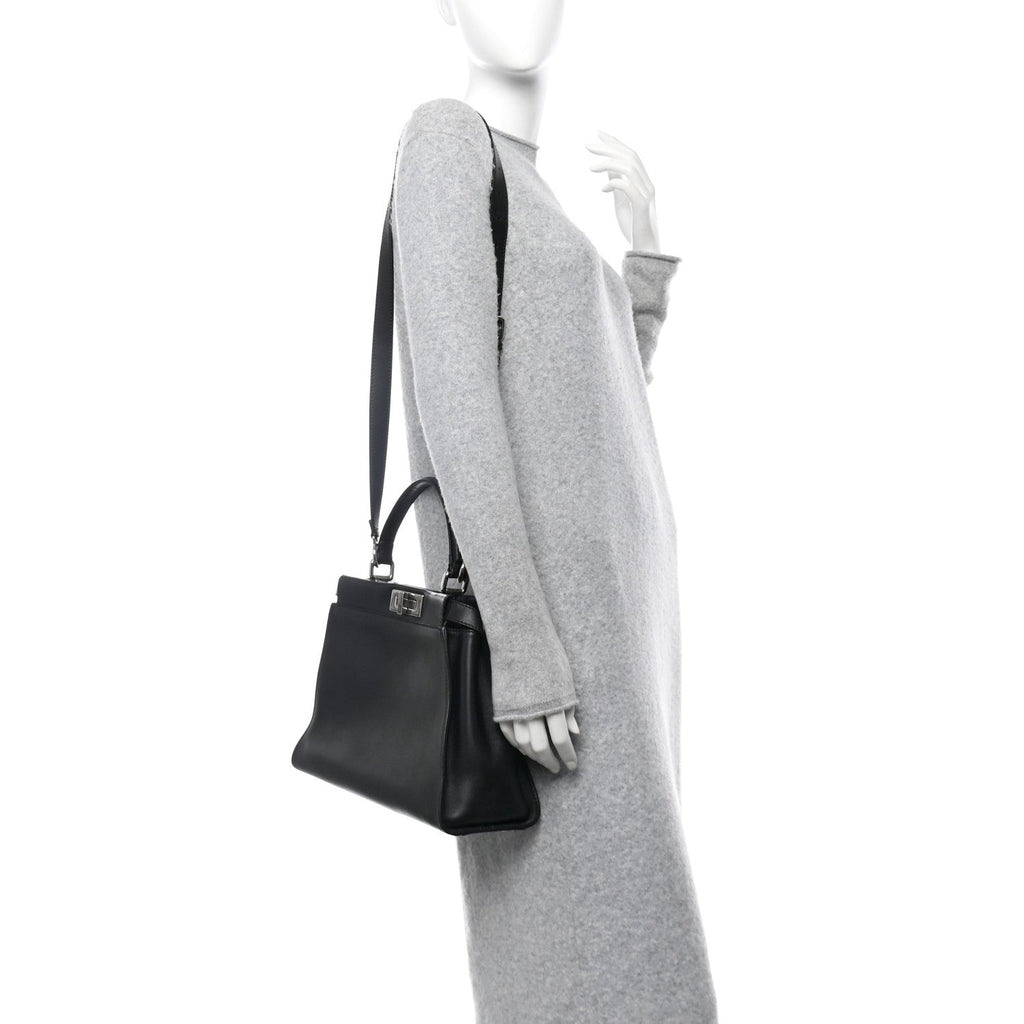 Vitello Seta Snakeskin Crocodile Monster Eyes Medium Peekaboo Iconic Satchel Black Girasole